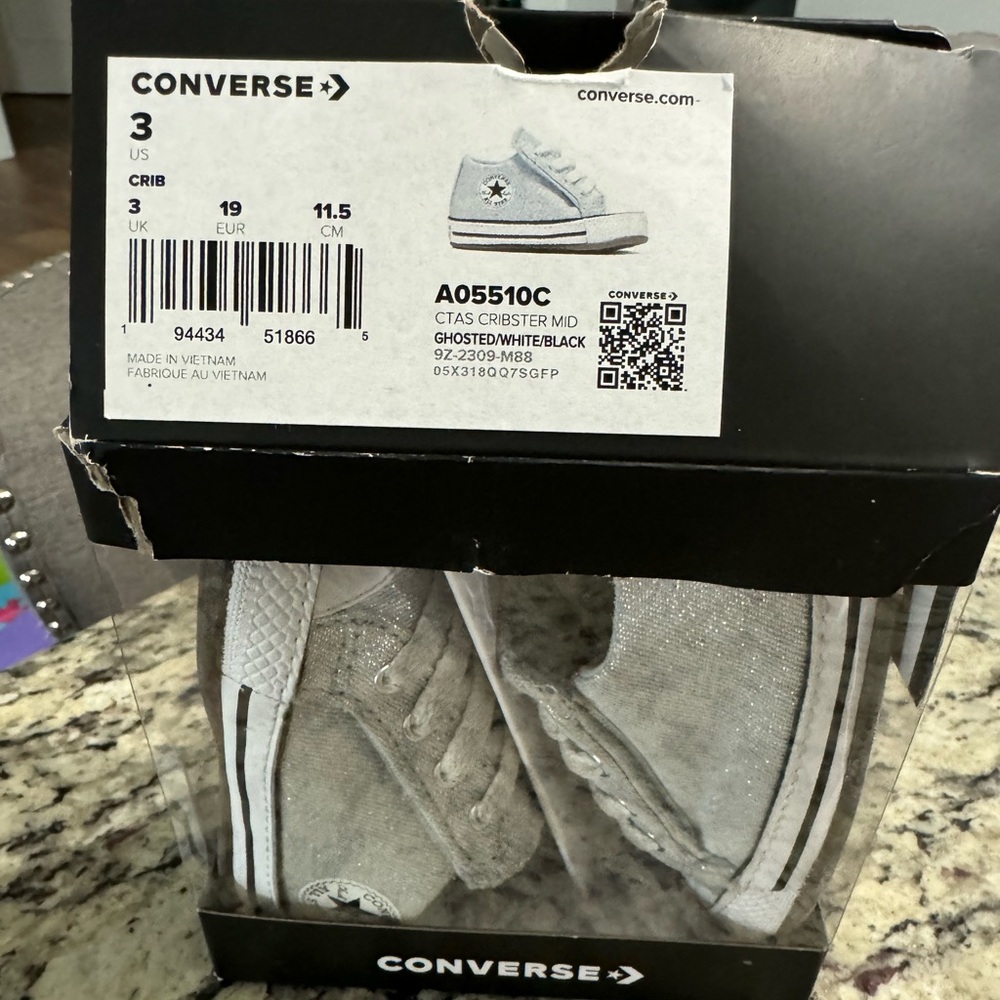Converse silver sparkle cribsters